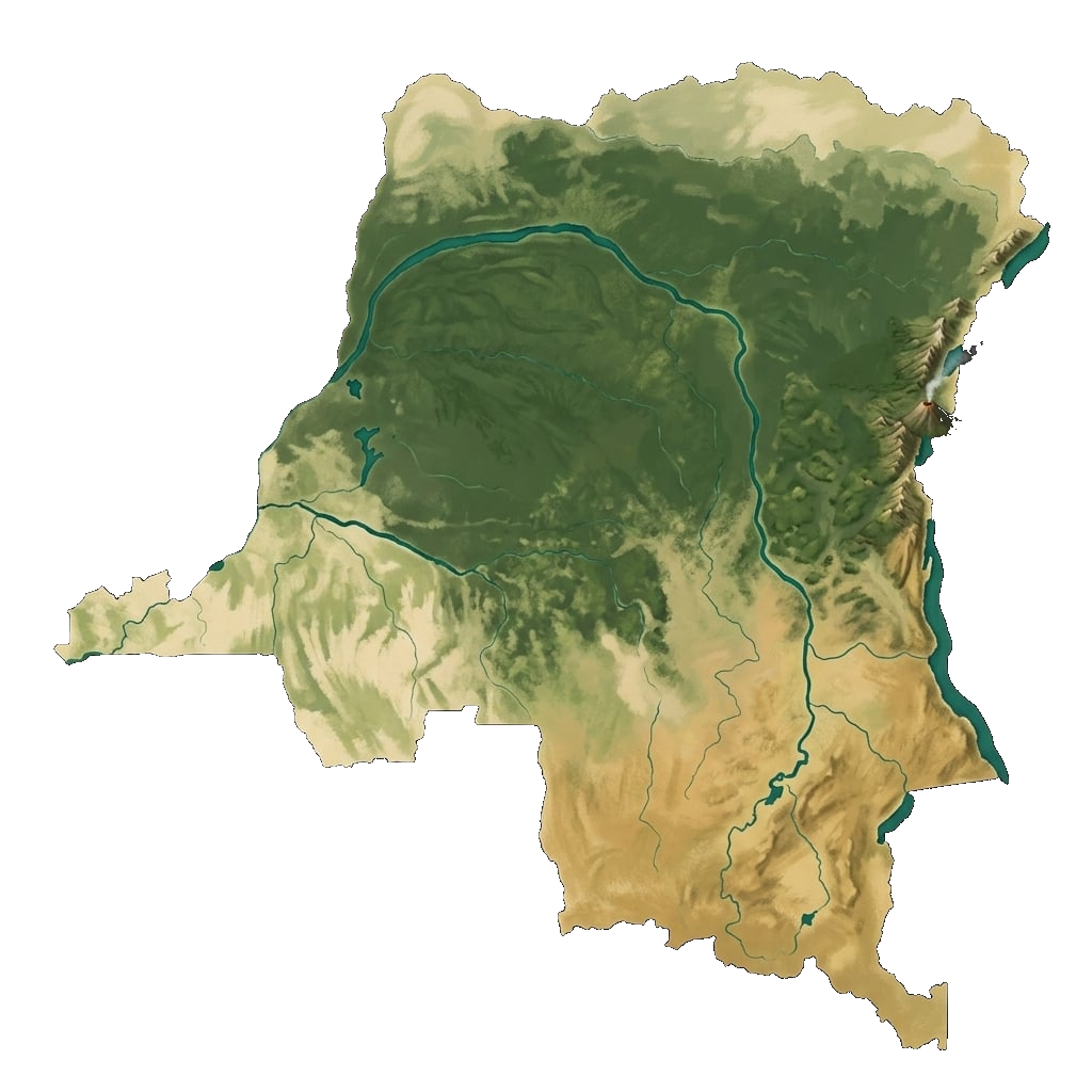 Illustrated map of the Democratic Republic of the Congo